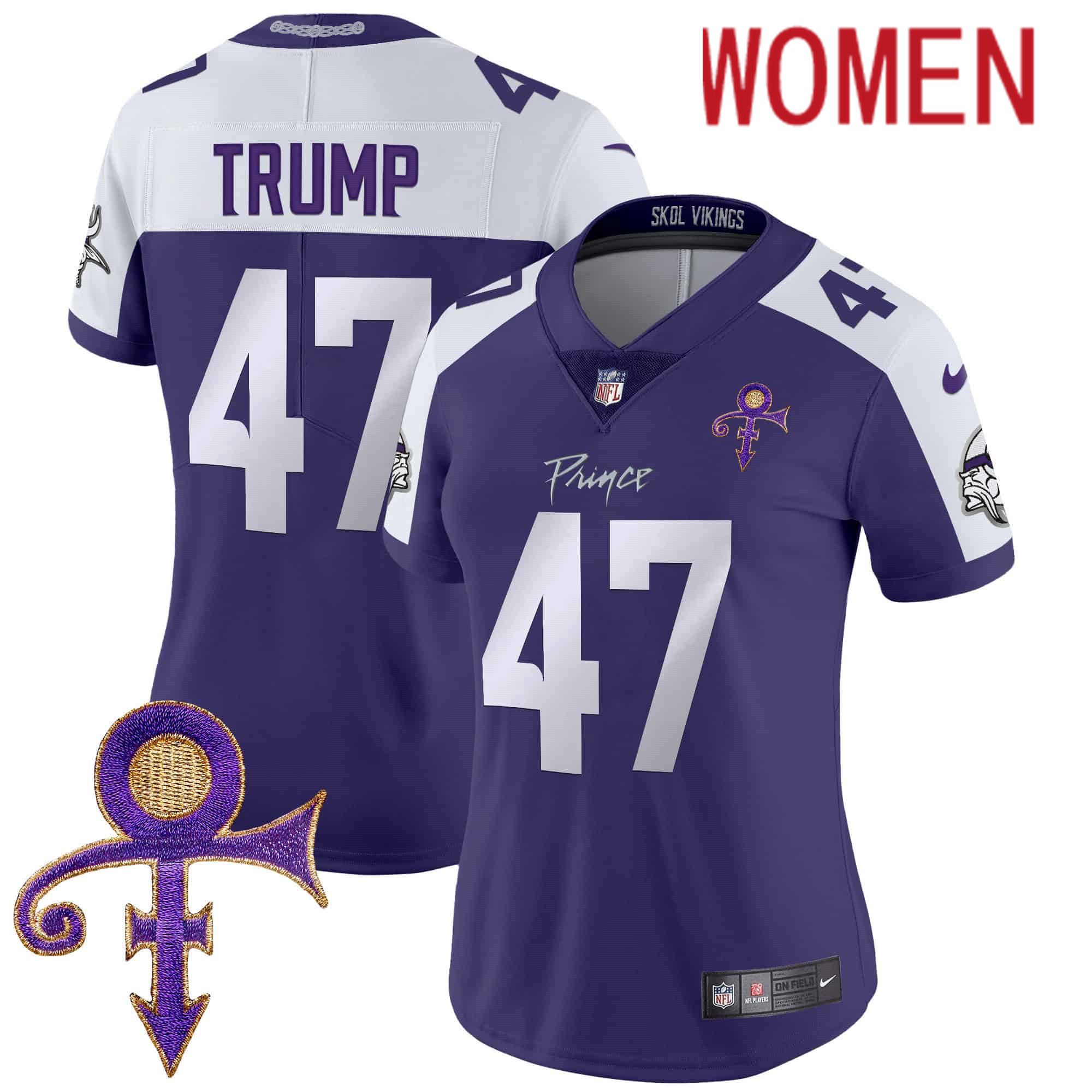 Women Minnesota Vikings 47 Trump Purple 2024 Nike Prince Vapor Limited NFL Jersey